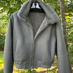 Theory Dolman Reversible Shearling Jacket, NWT, S, Grey